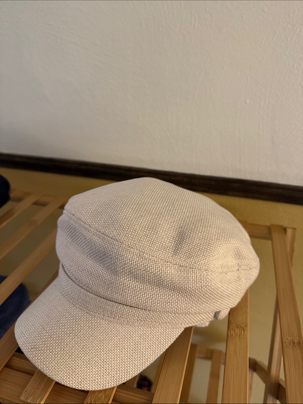 Beige Cotton Blend Men's Baker Boy Cap
